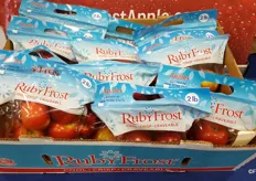 Ruby Frost apples which are deliberately stored and released in January as they say the apple tastes better after a time of storage.
